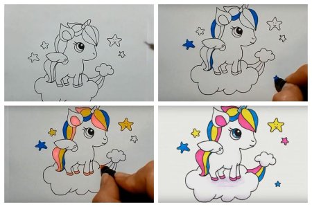 Поэтапный рисунок единорога