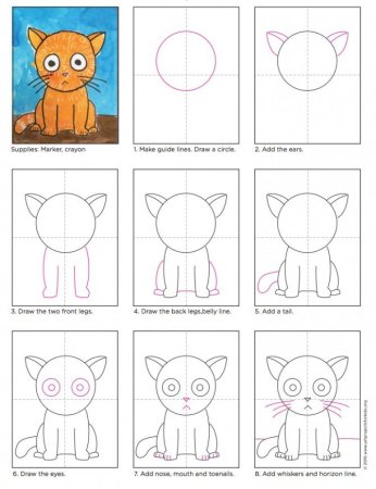 Поэтапное рисование котенка для детей