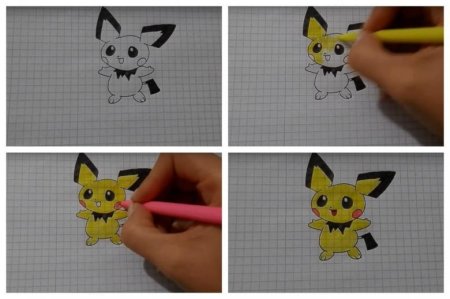 Рисунки на блокнот легкие Пикачу