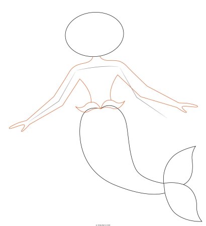 Русалка рисунок карандашом легко и красиво