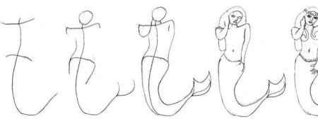 Аниме рисовать по этапно русалки
