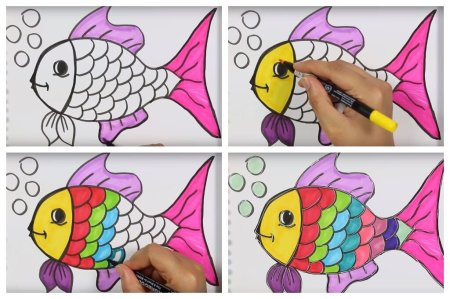 Поэтапное рисование рыбки