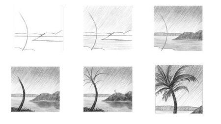 Поэтапное рисование пейзажа карандашом