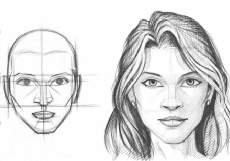 Девушка карандашом в полный рост