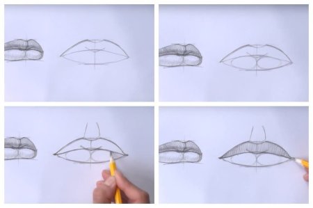 Как нарисовать губы карандашом поэтапно