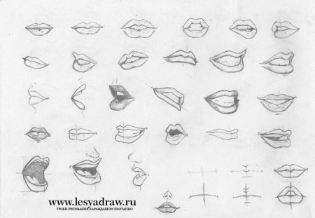 Рисование губ карандашом