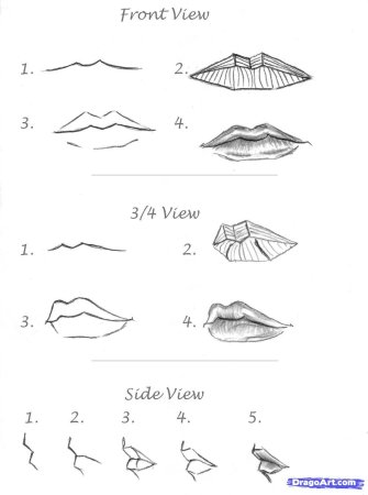 Поэтапное рисование губ