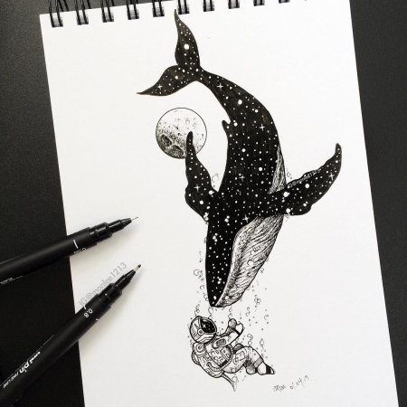 Рисунки чёрным фломастером