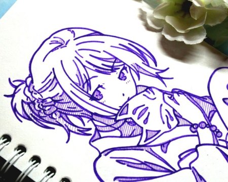 Зарисовки ручкой в тетради аниме