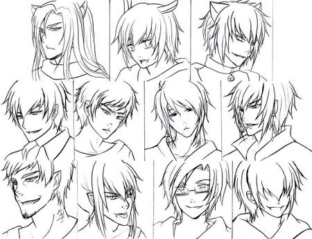 Аниме лицо парня карандашом