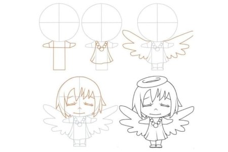 Поэтапное рисование ангела