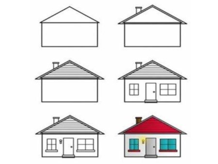 Поэтапное рисование дом