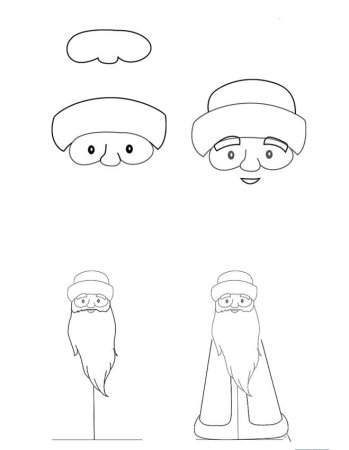Пошаговое рисование Деда Мороза