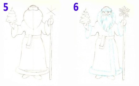 Поэтапное рисование Деда Мороза