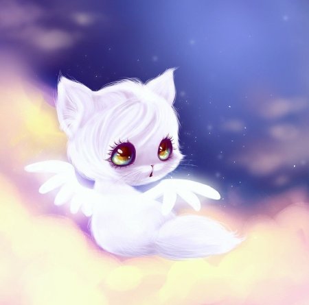 Белая кошка аниме