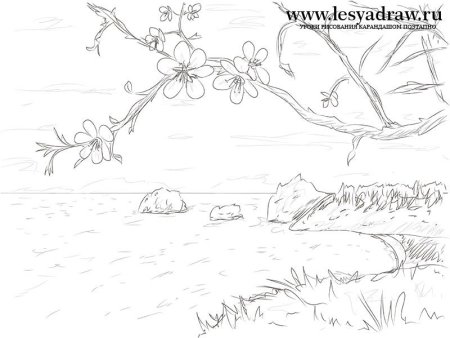 Пейзаж карандашом для срисовки