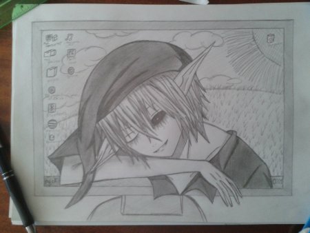 Рисунки аниме на листе в клетку