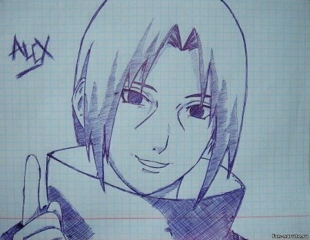 Аниме карандашом в тетради