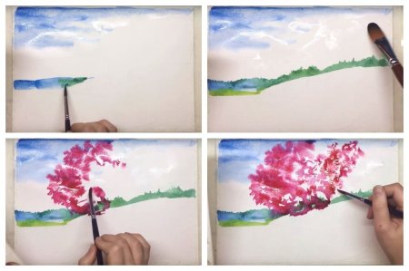 Рисование акварелью пошагово для детей