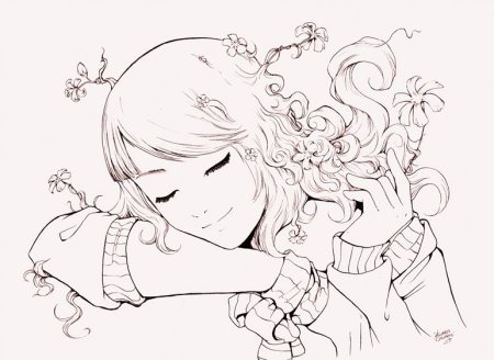 Красивые аниме девушки черно белая для раскрашивания