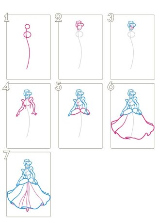 Нарисовать Золушку поэтапно