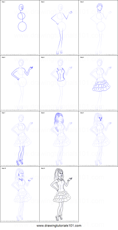 Рисунок кукла Барби пошагово