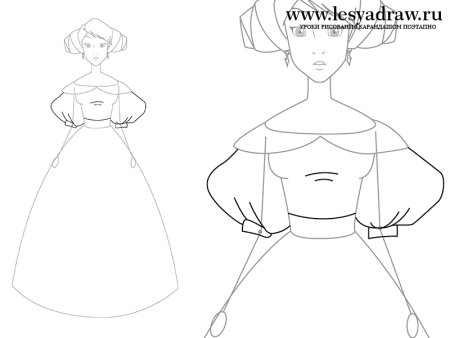 Поэтапный рисунок платья