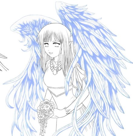 Раскраски аниме девушки с крыльями
