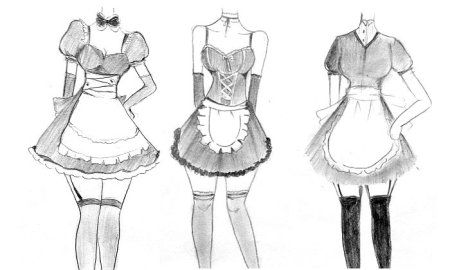 Одежда горничной для рисования