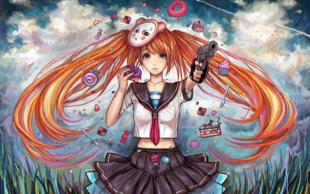 Аниме девушка с рыжими волосами