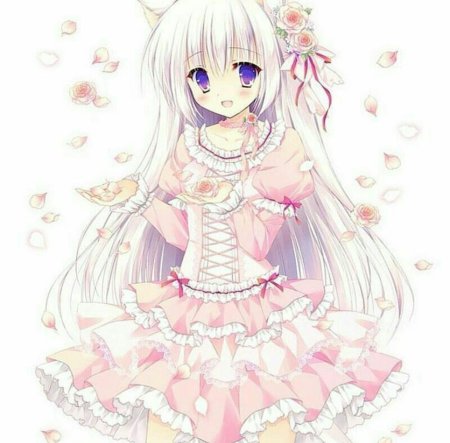 Белая кошечка аниме