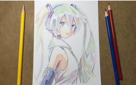 Аниме рисунки цветными карандашами