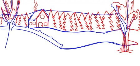 Зимний пейзаж по шагам