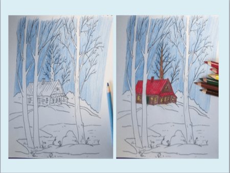 Зимний пейзаж поэтапное рисование для детей