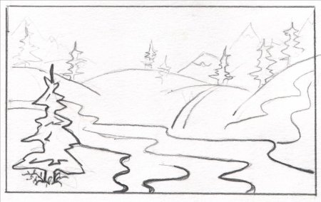 Поэтапное рисование елки