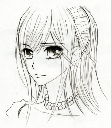 Рисунки аниме девушек карандашом