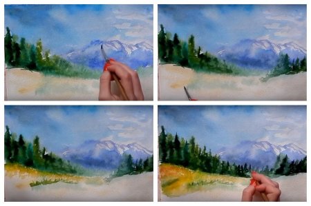 Природа красками для начинающих