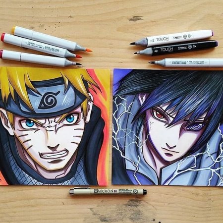 Аниме черной ручкой