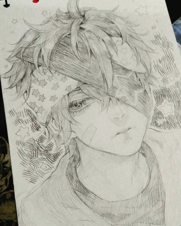 Аниме мальчики карандашом