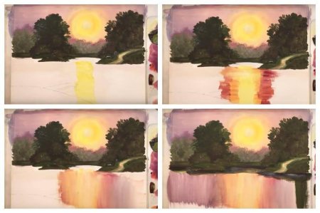 Этапы пейзаж гуашью