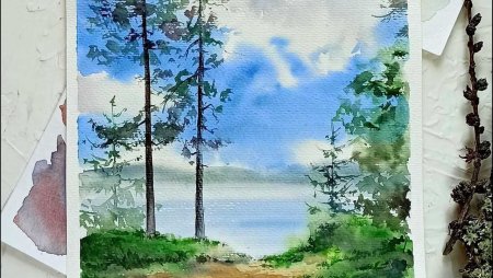 Пейзаж акварелью для начинающих пошагово