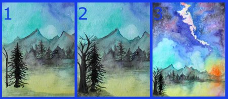 Поэтапное выполнение пейзажа акварелью