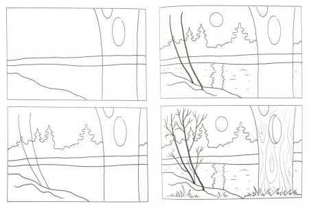 Пейзаж в графике легкий