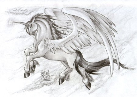 Мифические существа с крыльями карандашом