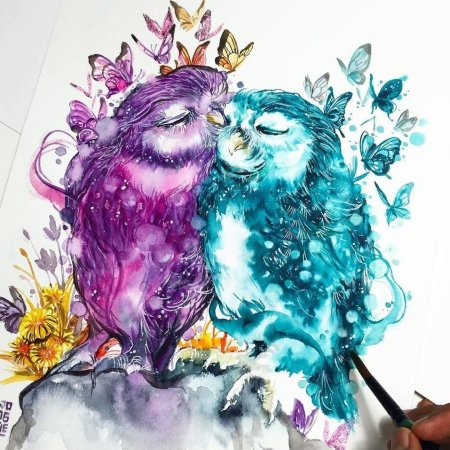 Рисунки цветные акварелью