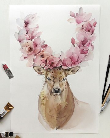 Наталья Каданцева акварель звери