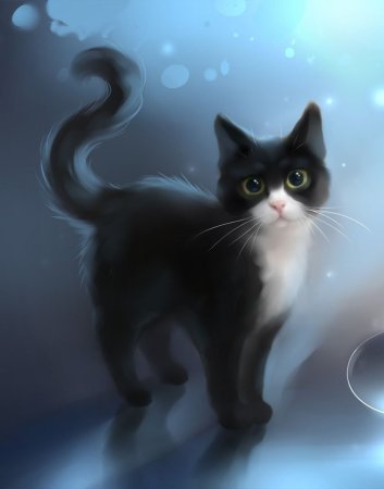 Кошка с котятами арт