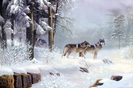 Зимний пейзаж с животными