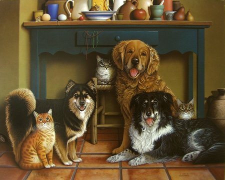 Кошка и собака рисунок