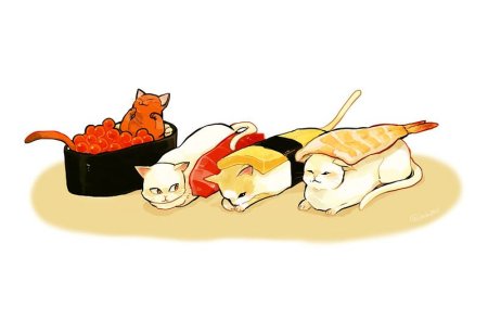 Кавайные котики с едой